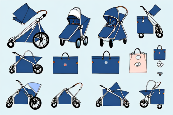 A budget-friendly stroller with various highlighted features such as storage space